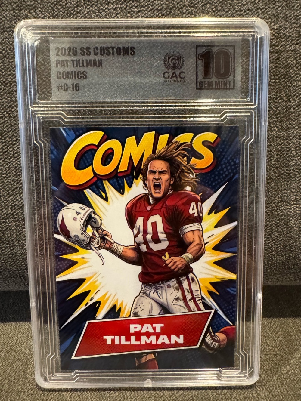 Pat Tillman 2026 SS Customs “Comics” #C-16 GAC 10 Gem Mint Graded Card